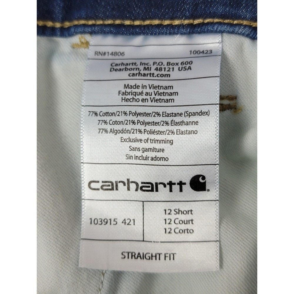 Carhartt Double Front Jeans Womens 12 Short Blue Rugged Flex Gorpcore Utility - Picture 7 of 15